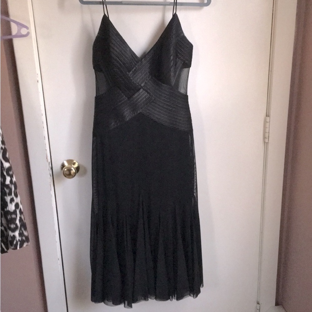 CACHE black dress mesh and bandage details